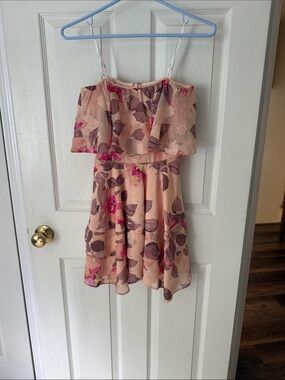 Lulu's Peach Floral Off-Shoulder Mini Dress